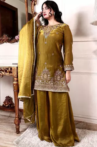 Women Ethnic Motifs Embroidered Regular Kurta with Palazzos & With Dupatta