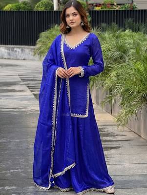 Women Regular Gotta Patti Kurta with Palazzos & With Dupatta 1