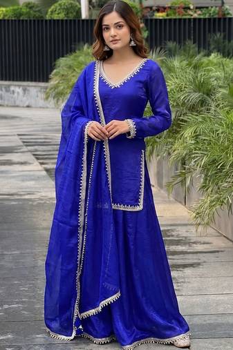 Women Regular Gotta Patti Kurta with Palazzos & With Dupatta