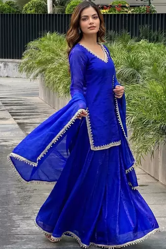 Women Regular Gotta Patti Kurta with Palazzos & With Dupatta