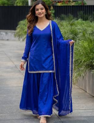 Women Regular Gotta Patti Kurta with Palazzos & With Dupatta 5