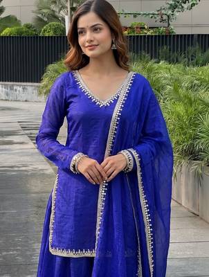 Women Regular Gotta Patti Kurta with Palazzos & With Dupatta 6