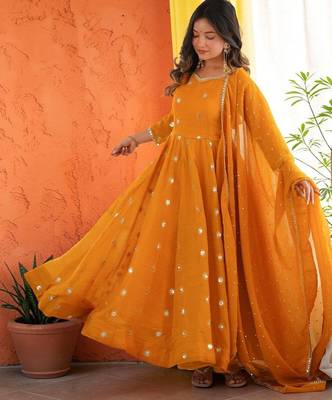 Women Ethnic Motifs Embroidered Empire Sequinned Kurta with Trousers & With Dupatta 1