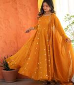 Women Ethnic Motifs Embroidered Empire Sequinned Kurta with Trousers & With Dupatta