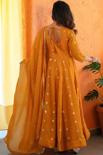 Women Ethnic Motifs Embroidered Empire Sequinned Kurta with Trousers & With Dupatta
