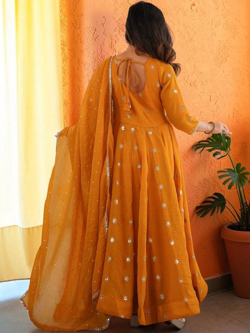 Women Ethnic Motifs Embroidered Empire Sequinned Kurta with Trousers & With Dupatta