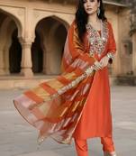 Women Ethnic Motifs Embroidered Regular Thread Work Kurta with Trousers & With Dupatta
