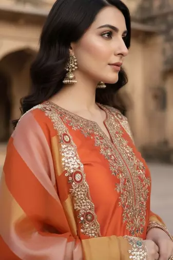 Women Ethnic Motifs Embroidered Regular Thread Work Kurta with Trousers & With Dupatta