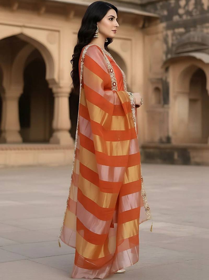 Women Ethnic Motifs Embroidered Regular Thread Work Kurta with Trousers & With Dupatta