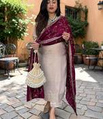 Women Yoke Design Regular Sequinned Kurta with Trousers & With Dupatta