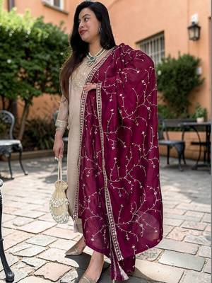 Women Yoke Design Regular Sequinned Kurta with Trousers & With Dupatta 2