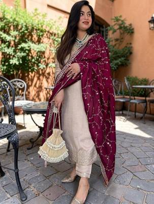 Women Yoke Design Regular Sequinned Kurta with Trousers & With Dupatta 3