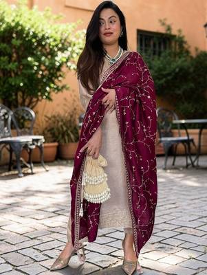 Women Yoke Design Regular Sequinned Kurta with Trousers & With Dupatta 5