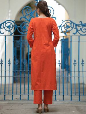 Women Ethnic Motifs Embroidered Regular Pure Cotton Kurta with Trousers & With Dupatta 4