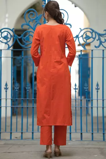 Women Ethnic Motifs Embroidered Regular Pure Cotton Kurta with Trousers & With Dupatta