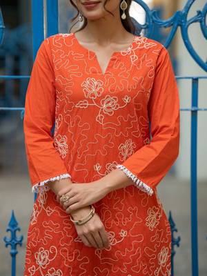 Women Ethnic Motifs Embroidered Regular Pure Cotton Kurta with Trousers & With Dupatta 5