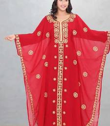 Red & Gold Embroidered Moroccan Kaftan Dress