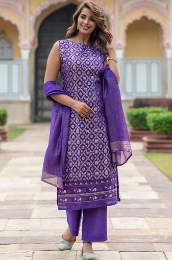 Women Ethnic Motifs Regular Kurta with Palazzos & With Dupatta