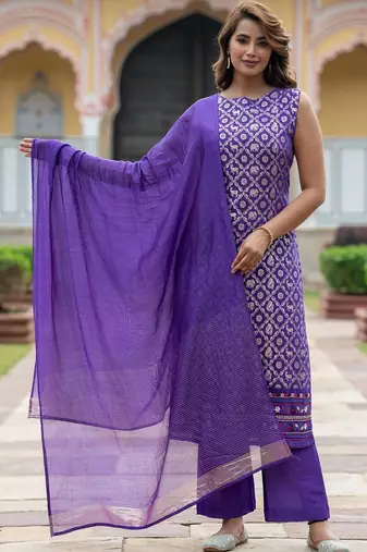 Women Ethnic Motifs Regular Kurta with Palazzos & With Dupatta
