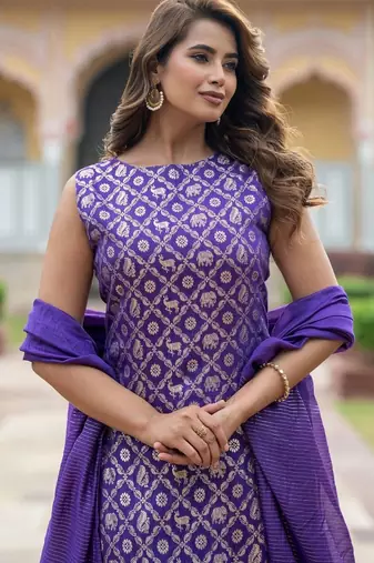 Women Ethnic Motifs Regular Kurta with Palazzos & With Dupatta