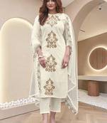 Women Ethnic Motifs Embroidered Regular Thread Work Kurta with Trousers & With Dupatta