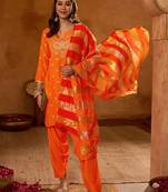Women Ethnic Motifs Embroidered Regular Kurta with Patiala & With Dupatta