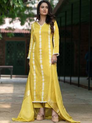 Women Dyed Regular Kurta with Palazzos & With Dupatta 3