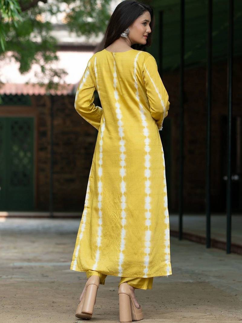 Women Dyed Regular Kurta with Palazzos & With Dupatta