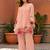 Women Floral Embroidered Pleated Thread Work Chanderi Silk Kurta with Palazzos