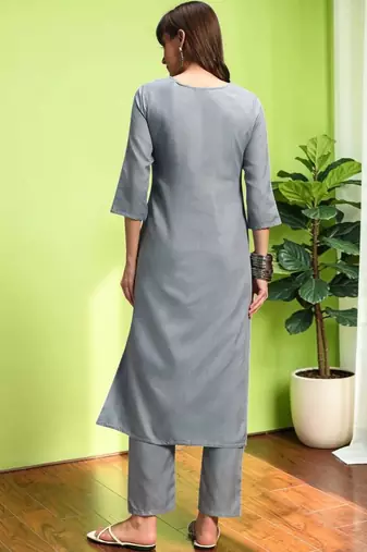 Women Floral Embroidered Regular Thread Work Pure Cotton Kurta with Trousers
