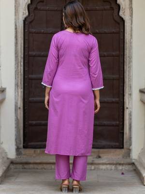 Women Ethnic Motifs Embroidered Regular Chikankari Pure Cotton Kurta with Trousers & With Dupatta 4