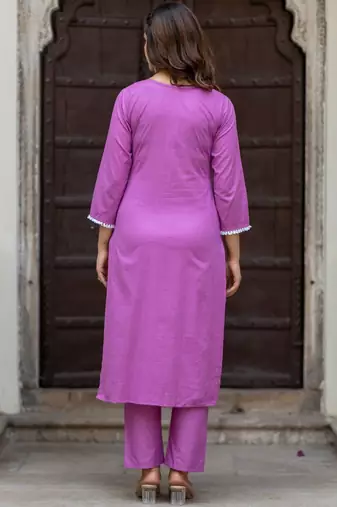 Women Ethnic Motifs Embroidered Regular Chikankari Pure Cotton Kurta with Trousers & With Dupatta