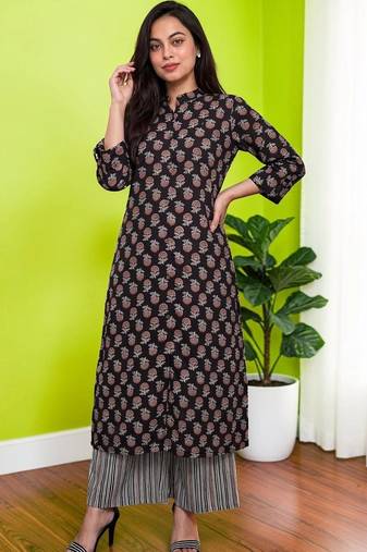 Women Floral Printed Regular Pure Cotton Kurta with Palazzos