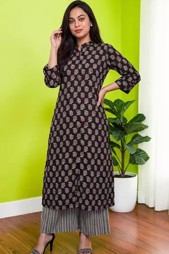 Women Floral Printed Regular Pure Cotton Kurta with Palazzos