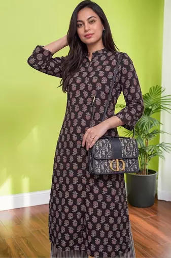 Women Floral Printed Regular Pure Cotton Kurta with Palazzos