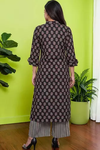 Women Floral Printed Regular Pure Cotton Kurta with Palazzos