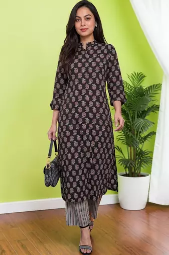 Women Floral Printed Regular Pure Cotton Kurta with Palazzos