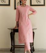 Floral Embroidered Thread Work Pure Cotton Kurta With Trouser
