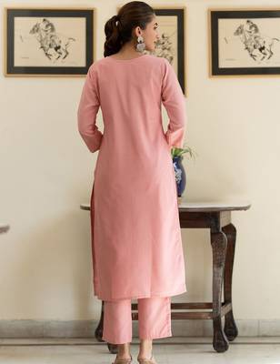 Floral Embroidered Thread Work Pure Cotton Kurta With Trouser 4
