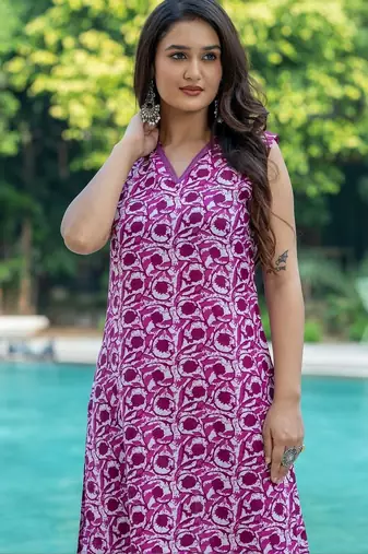 Women Ethnic Motifs Printed Regular Pure Cotton Kurta with Trousers