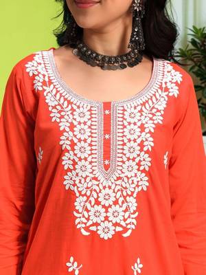 Women Ethnic Motifs Embroidered Regular Thread Work Pure Cotton Kurta with Trousers & With Dupatta 5
