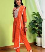 Women Ethnic Motifs Chikankari Pure Cotton Kurta with Trousers & With Dupatta