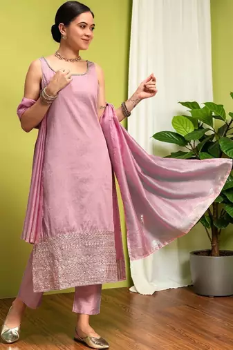 Women Ethnic Motifs Regular Kurta with Trousers & With Dupatta