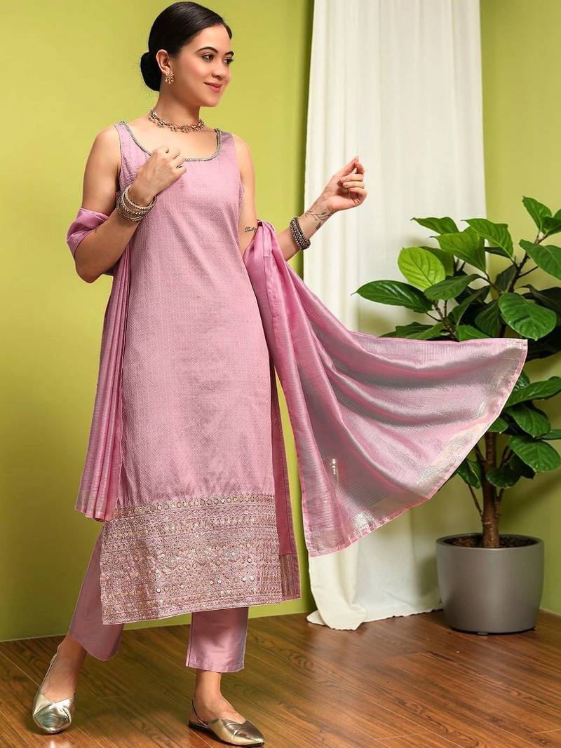 Women Ethnic Motifs Regular Kurta with Trousers & With Dupatta