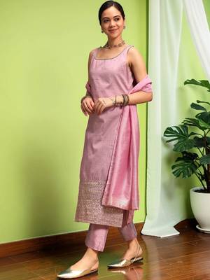 Women Ethnic Motifs Regular Kurta with Trousers & With Dupatta 5