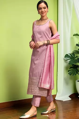 Women Ethnic Motifs Regular Kurta with Trousers & With Dupatta