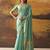 Sea green modal cotton blend woven saree with zari border