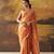 Orange modal cotton blend woven saree with zari border
