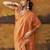 Orange modal cotton blend woven saree with zari border