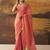 Coral modal cotton blend woven saree with zari border